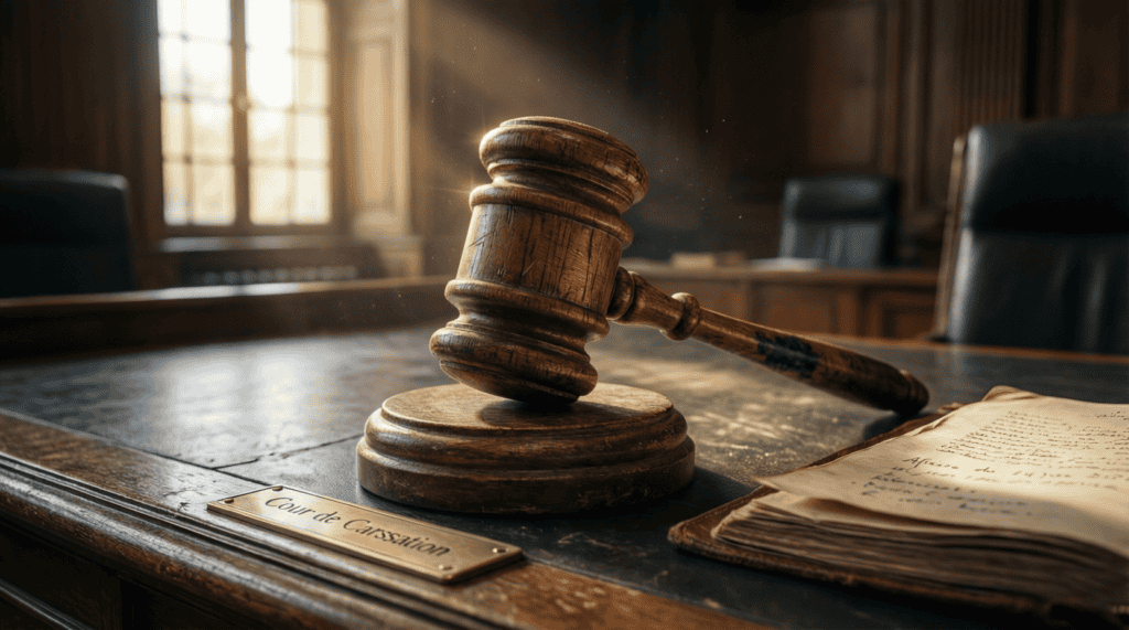 Marteau de justice posé sur un bureau de magistrat, symbole du syndicat de la magistrature