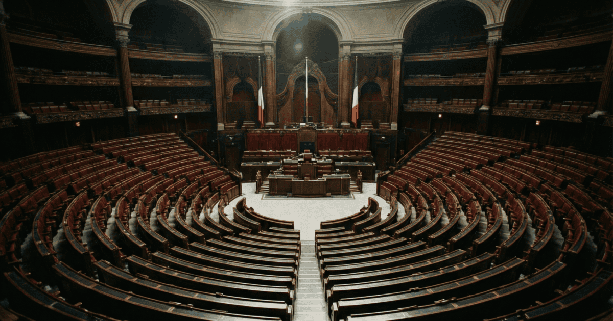 Hémicycle de l'Assemblée nationale française, lieu du scandale des emplois fictifs LFI