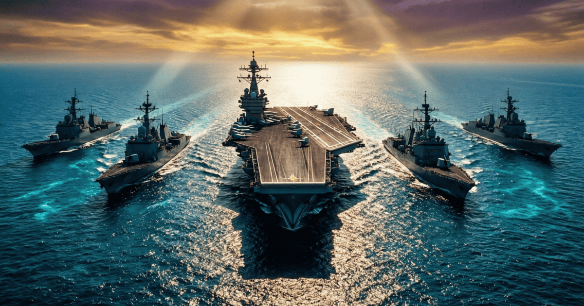 Déploiement militaire américain face à l'Iran : porte-avions USS Ford en formation navale en mer d'Arabie