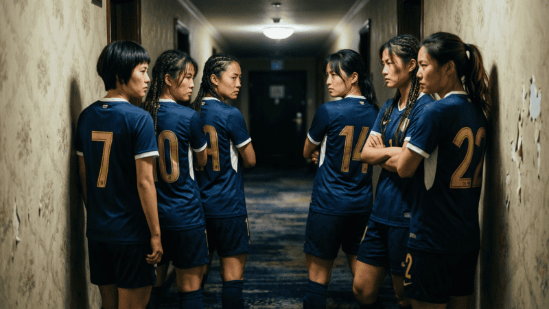 Footballeuses iraniennes dans un couloir d'hôtel en Australie, Coupe d'Asie 2026