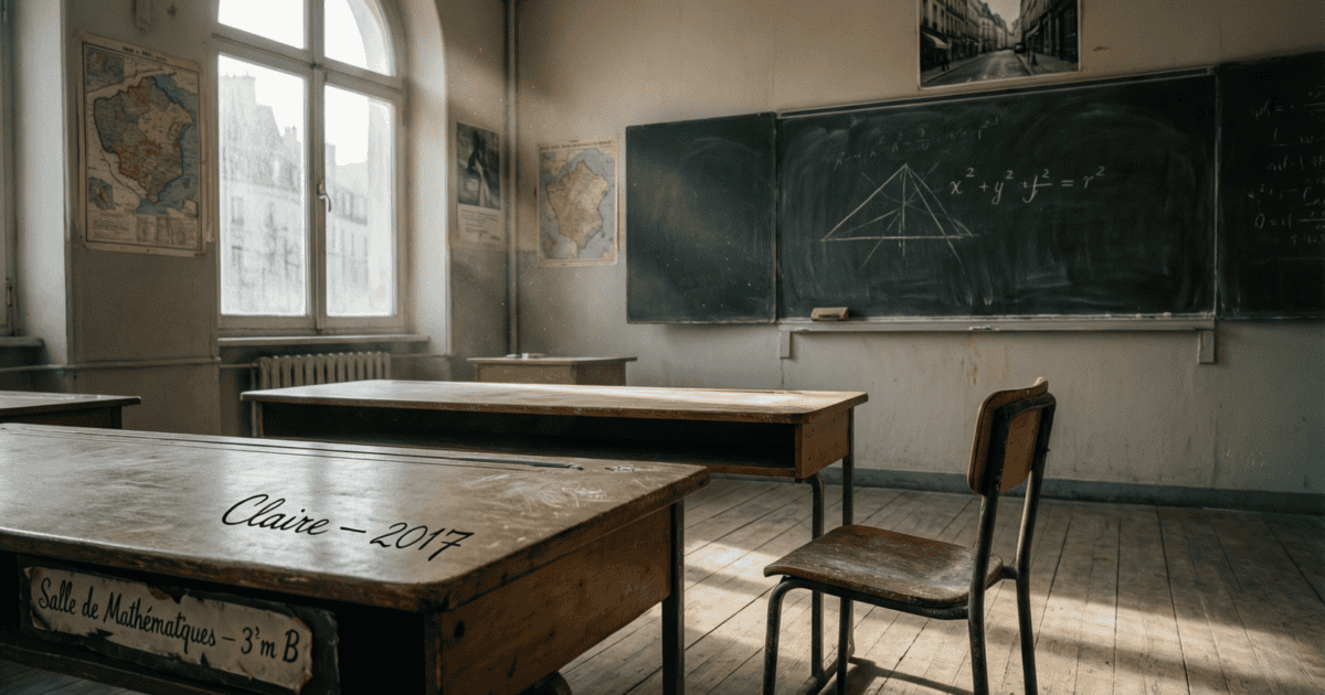 Fenêtre d'Overton et autocensure — salle de classe française vide à la lumière du matin