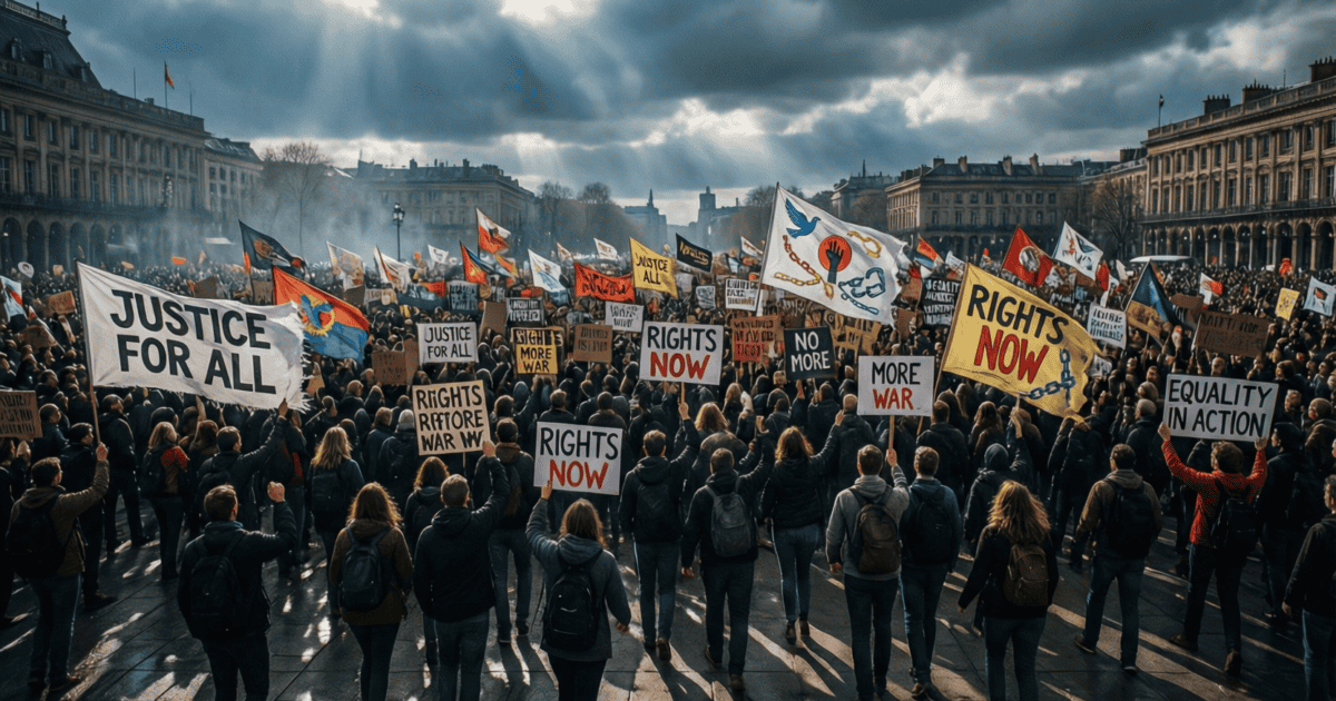 Manifestation illustrant la victimisation de l'islamisme politique en Europe