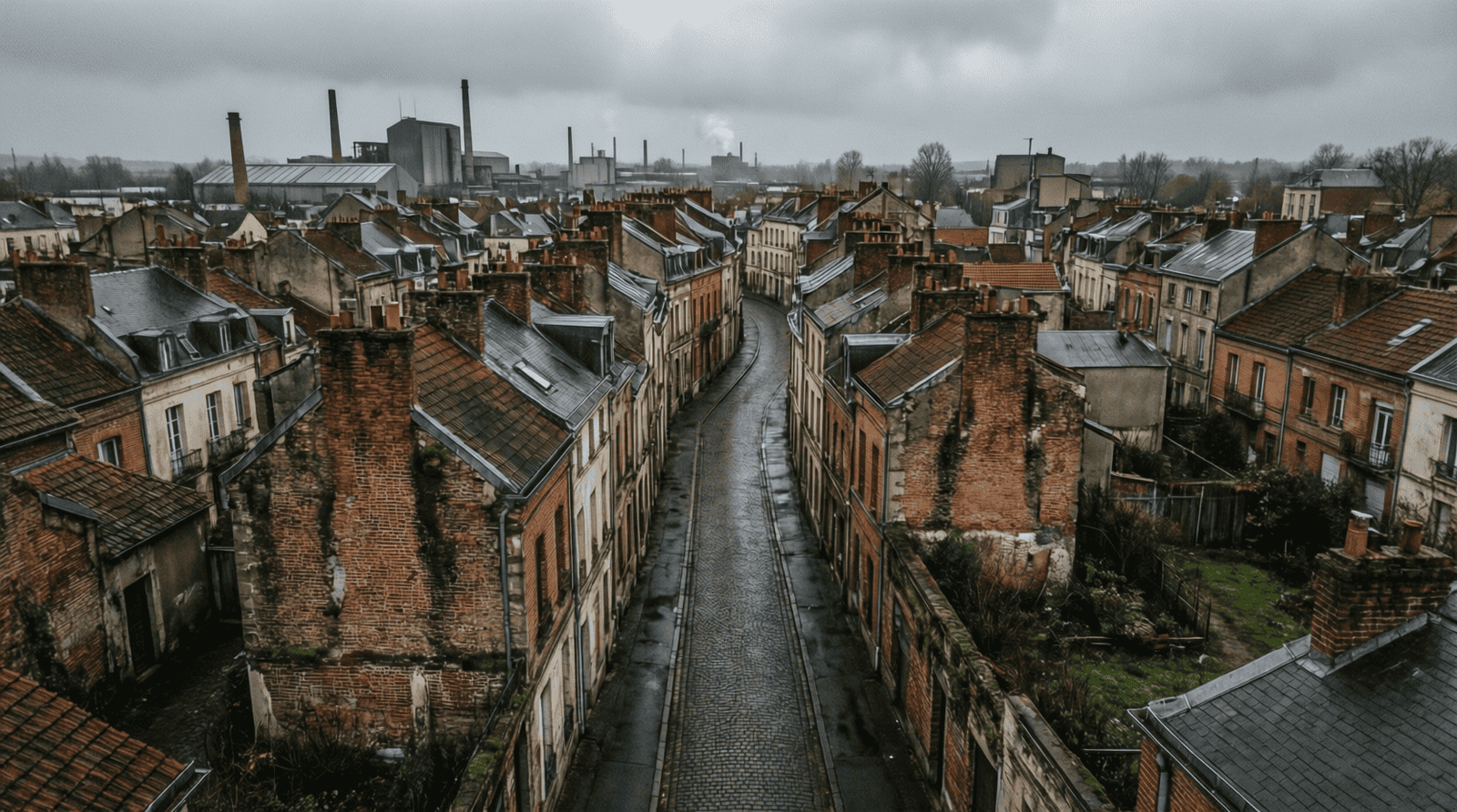 Vue aérienne de Roubaix, ancienne capitale textile du nord de la France