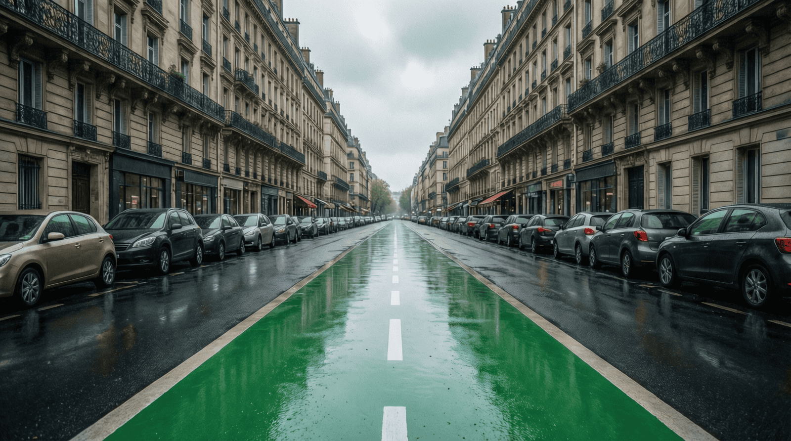 Piste cyclable vide longeant un boulevard urbain en France, municipales 2026 écologistes