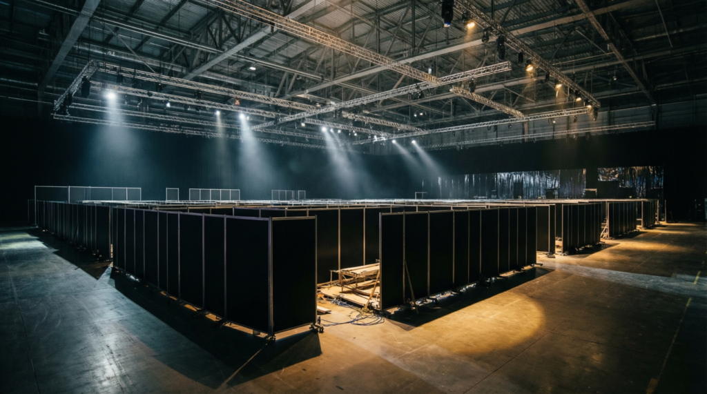 Cloisons noires au Salon du Bourget bloquant les stands israéliens, symbole de l'embargo armes France Israël