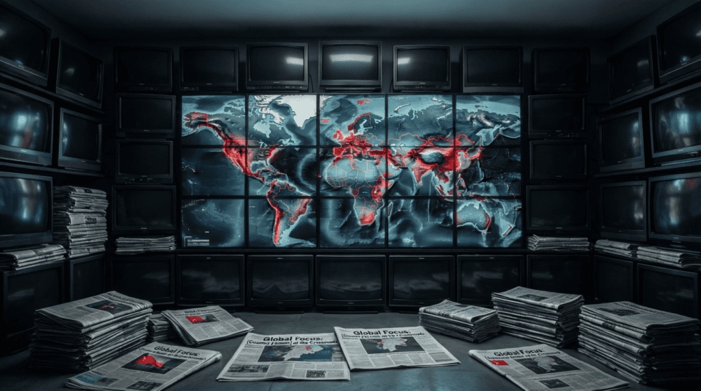 Graphique couverture médiatique Israël comparée aux autres conflits mondiaux