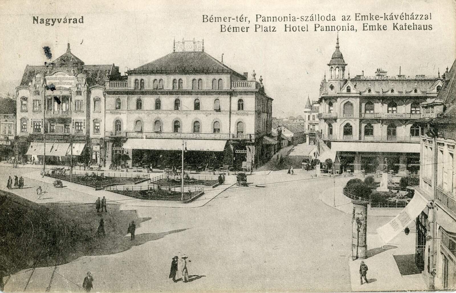 Place Bemer à Oradea dans les années 1920, lieu du bûcher des rouleaux de Torah