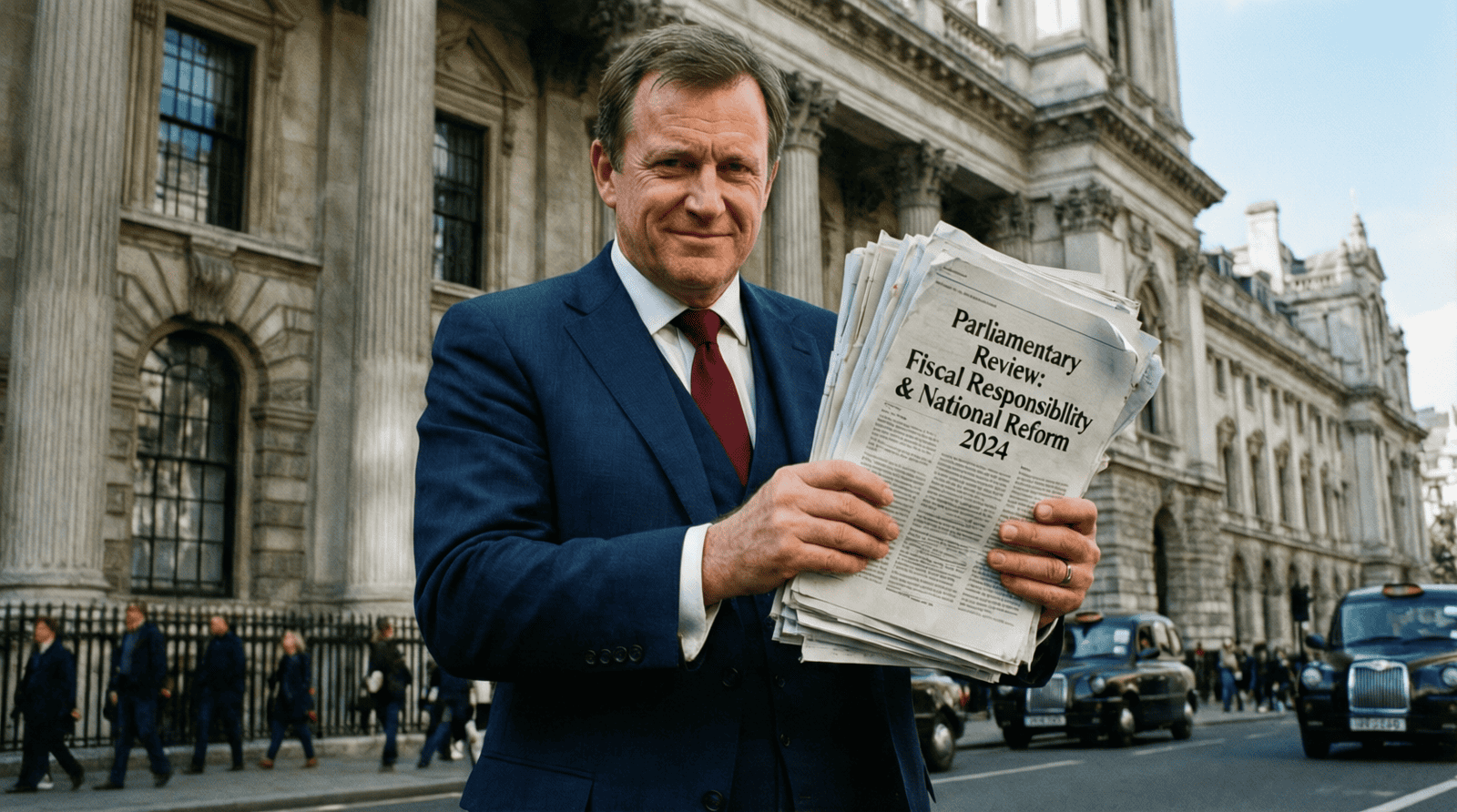 Nigel Farage brandissant le dossier interne de Coutts devant les caméras, juillet 2023