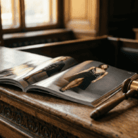 Magazine de presse ouvert sur le banc d'un tribunal correctionnel — condamnation d'Erik Tegnér