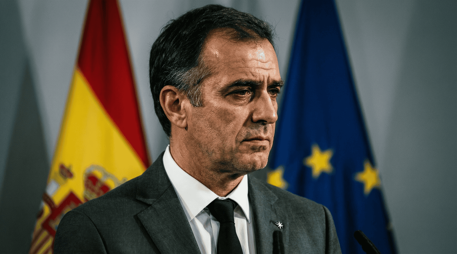 Pedro Sánchez encerclé par la justice en Espagne, photo de presse lors d'une conférence officielle