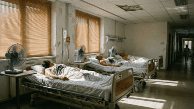 Service hospitalier français en pleine canicule, illustration du refus de climatisation France dans les chambres