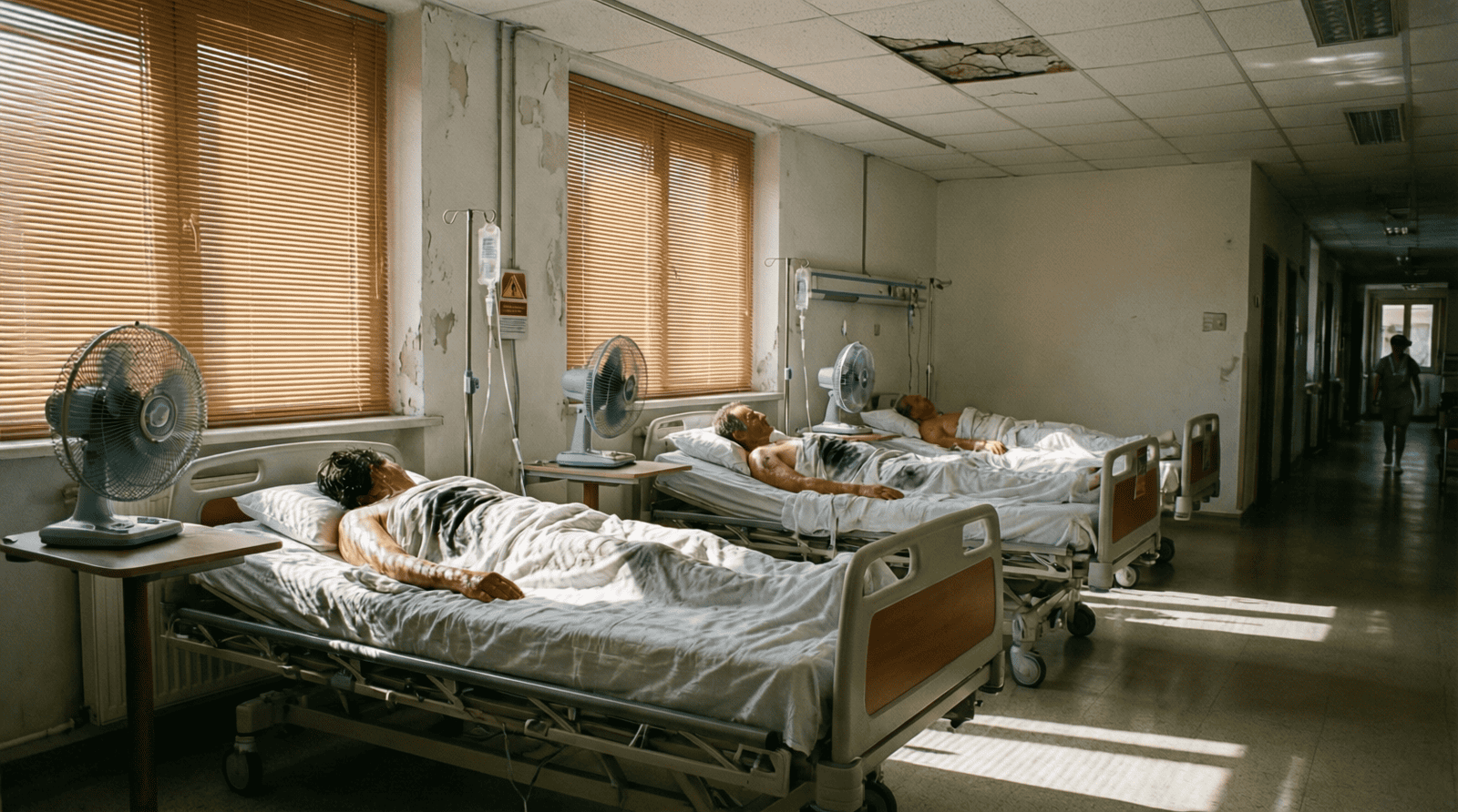 Service hospitalier français en pleine canicule, illustration du refus de climatisation France dans les chambres