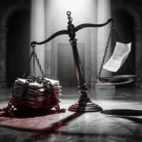 Balance de la justice déséquilibrée illustrant la doctrine du Syndicat de la magistrature